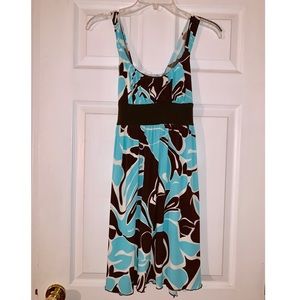 La Belle brown and teal Floral Dress